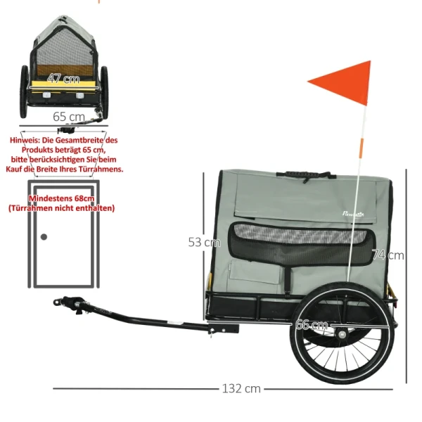 Hondenkar, Fietskar, Dierenkar, 1 Wimpel, Voor Honden Tot 10 Kg, Groen + Zwart 3