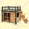 Hondenkennel Met Dakterras, Weerbestendig, Hout, 121x77x78cm, Zwart/geel 3