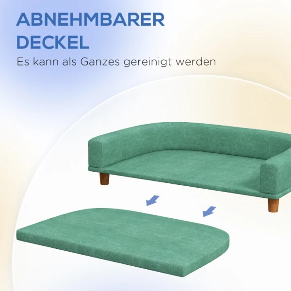 Hondenmand, Hondensofa, Dierensofa, Eucolyptushout, 98 X 67 X 25 Cm, Groen 5