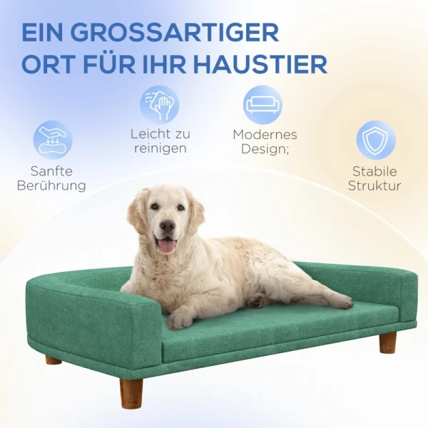 Hondenmand, Hondensofa, Dierensofa, Eucolyptushout, 98 X 67 X 25 Cm, Groen 7