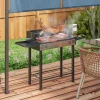 Houtskoolgrill BBQ-grill, Verstelbaar Rooster, 1 Draaispit, 118 X 32 X 90 Cm, Zwart + Zilver 2