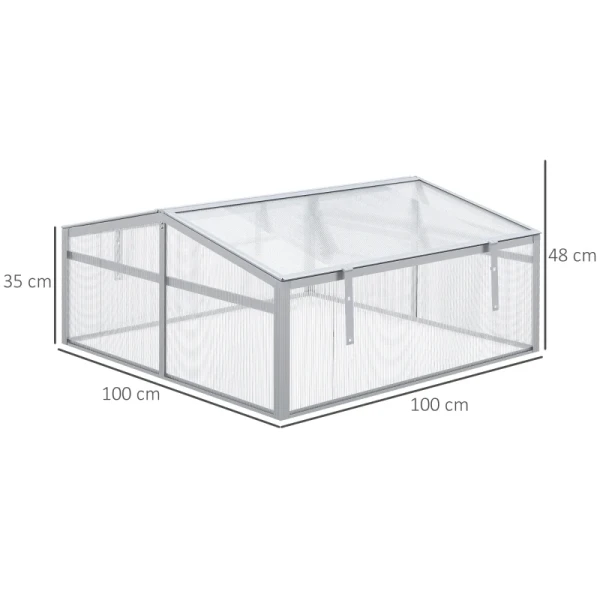 Kas, Dakraam, Transparante Behuizing, Aluminium Frame, 100x100x48cm 3