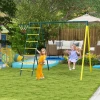 Kinderschommelstang Met 2 Schommels, Basketbalring, Klimladder, 267x180x202 Cm, Geel 2