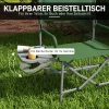 Klapstoel Met Opklapbare Bijzettafel, Bekerhouder, Lichtgewicht, Metalen Frame, 81B X 51D X 87H Cm, Groen 5