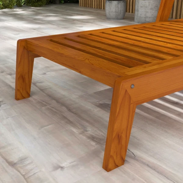 Ligstoel Tuinligstoel Houten Ligstoel, Massief Hout, 66 Cm X 190 Cm X 73,5 Cm, Oranje 8