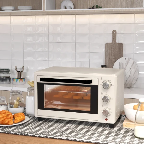 Mini-oven, 3 Standen, Tot 230 C, 1400W, Met Accessoires, 46x38,5x29cm, Crème 2