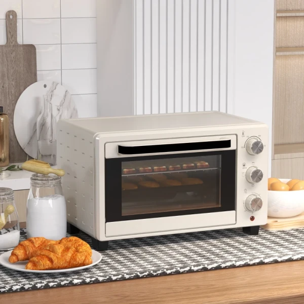 Mini-oven, 3 Standen, Tot 230 C, 1400W, Met Accessoires, 46x38,5x29cm, Crème 9