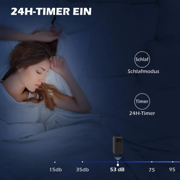 Mobiele Airconditioning Mini-airconditioningunit, 24-uurs Timer, 3 Snelheden, 33 X 28 X 68,5 Cm, Zwart 5