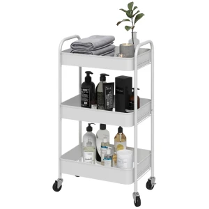 Multifunctionele Trolley Keukentrolley, 3 Planken, 4 Wielen, 45 Cm X 30,6 Cm X 79 Cm, Wit 1