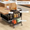 Multifunctionele Trolley Keukentrolley, 3 Planken, 4 Wielen, 53,5 Cm X 30,5 Cm X 75 Cm, Zwart 4