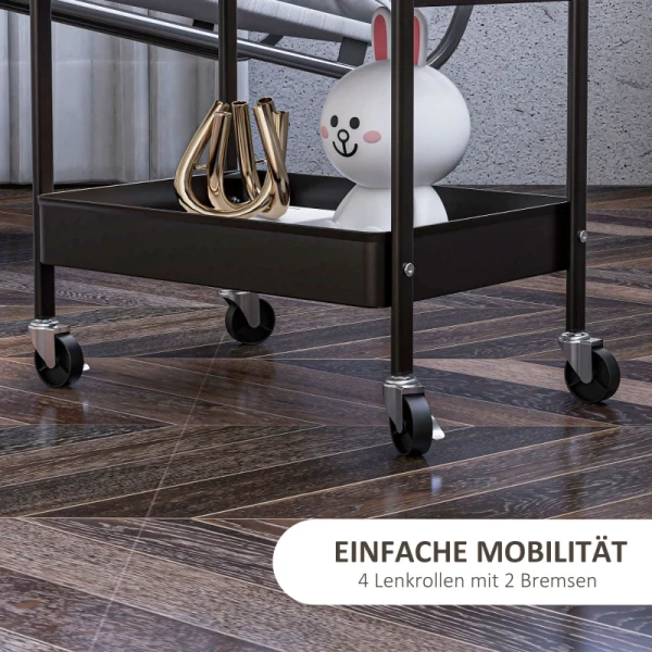 Multifunctionele Trolley Keukentrolley, 3 Planken, 4 Wielen, 53,5 Cm X 30,5 Cm X 75 Cm, Zwart 5