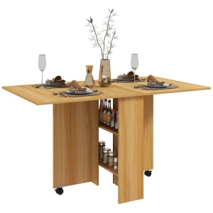 Opklapbare Eettafel, Ruimtebesparend, Onderste Plank, 140 X 80 X 74 Cm, Teak 1