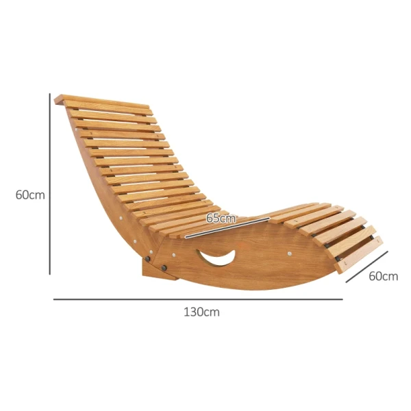 Outdoor Schommelstoel, Hoge Rugleuning, Verstelbare Basis, Grenenhout, 130 X 60 X 60cm, Teak 3