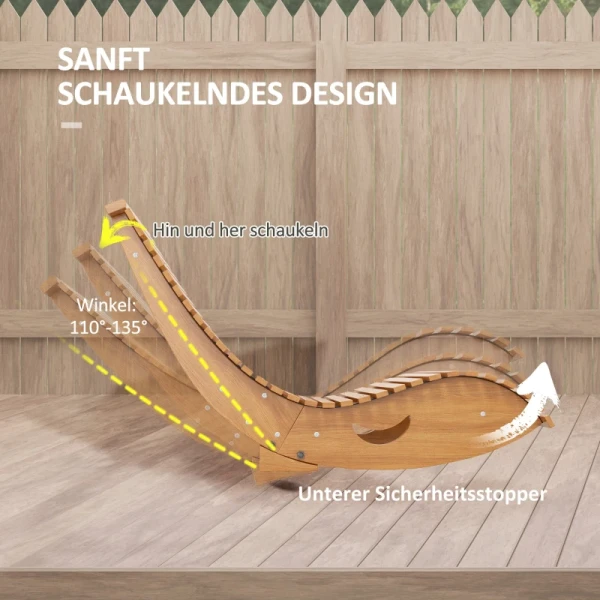 Outdoor Schommelstoel, Hoge Rugleuning, Verstelbare Basis, Grenenhout, 130 X 60 X 60cm, Teak 4