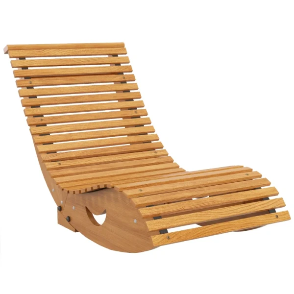 Outdoor Schommelstoel, Hoge Rugleuning, Verstelbare Basis, Grenenhout, 130 X 60 X 60cm, Teak 10