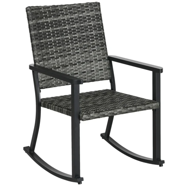 Outdoor Schommelstoel, Rotan Look, Roestvrijstalen Frame, 62 X 75 X 95 Cm, Grijs/zwart 9