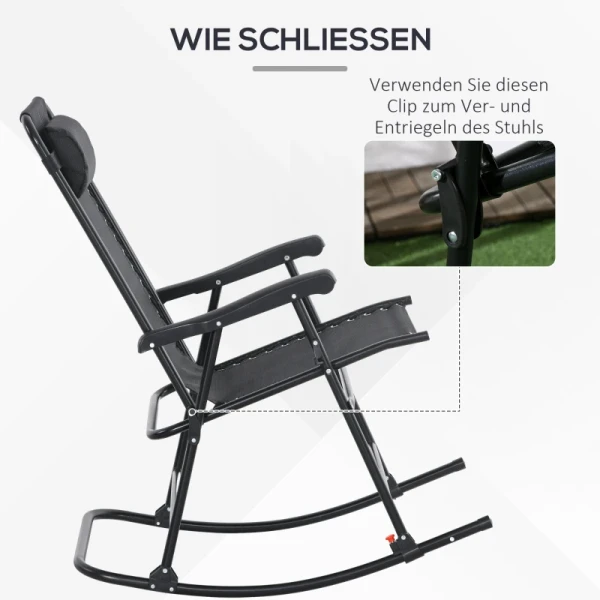 Outdoor Schommelstoel, Weerbestendig, Opvouwbaar, Met Kussen, Tot 120 Kg, Zwart 5