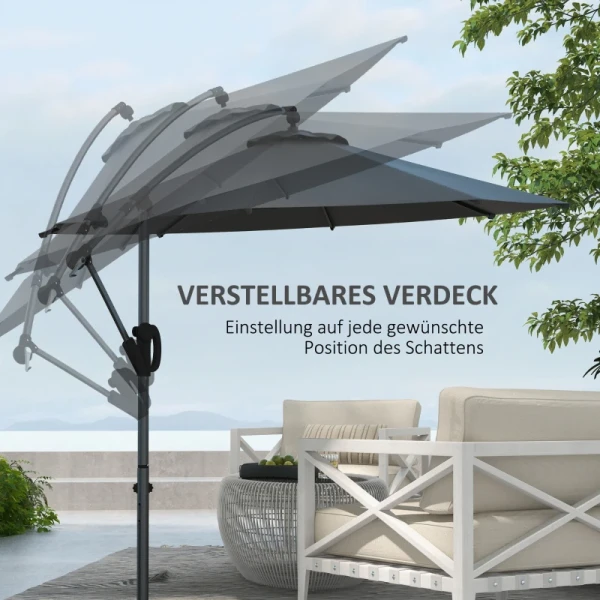 Parasol Zweefparasol, Inclusief Kruisvoet, 293 X 293 X 260 Cm, Grijs 5