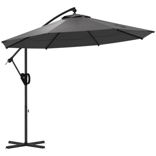 Parasol Zweefparasol, Inclusief Kruisvoet, 293 X 293 X 260 Cm, Grijs 1