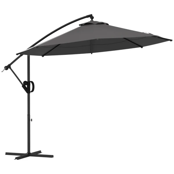 Parasol Zweefparasol, Inclusief Kruisvoet, 293 X 293 X 260 Cm, Grijs 10