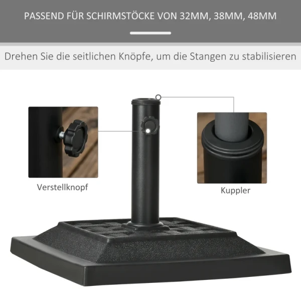 Parasolvoet 12 Kg, Voor Stokken 32, 38, 48 Mm, Weerbestendig, Harsbehuizing, Zwart 4