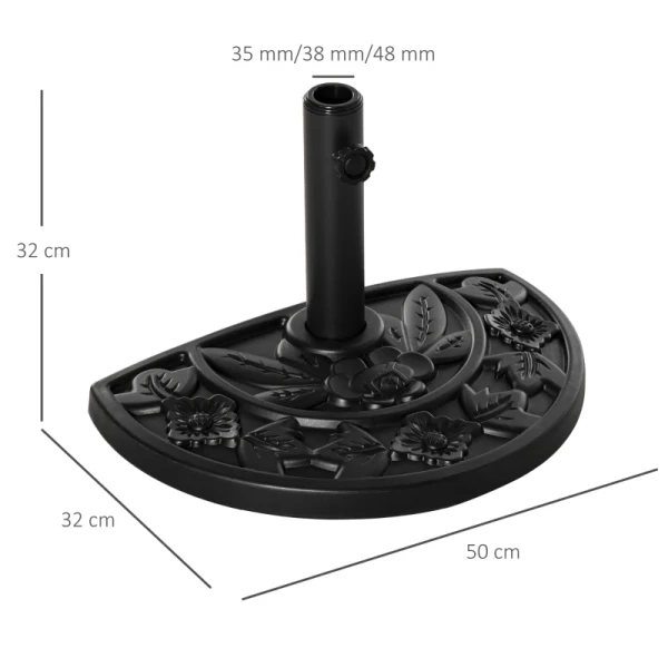 Parasolvoet, Halfrond, 9 Kg, Bloemdessin, HDPE/cement, Voor Parasolstokken 35/38/48 Mm 3