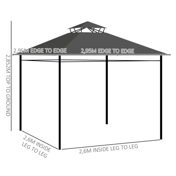 Partytent Tuinpaviljoen, 2,95 X 2,95 X 2, 85 M, Donkergrijs 3