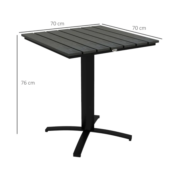 Patiotafel, Voor 4 Personen, Houtlook, Aluminium Frame, 70 X 70 X 76 Cm, Grijs 3