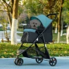 Pet Buggy Opvouwbare Hondenbuggy Met Regenhoes 2 Bekerhouders Blauw + Zwart 2