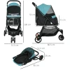 Pet Buggy Opvouwbare Hondenbuggy Met Regenhoes 2 Bekerhouders Blauw + Zwart 3