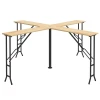 Picknicktafel, Buitenklaptafel, Tot 20 Personen, Weerbestendig, Metaal, Dennenhout, 2,4x2,4x1m, Naturel/zwart 10