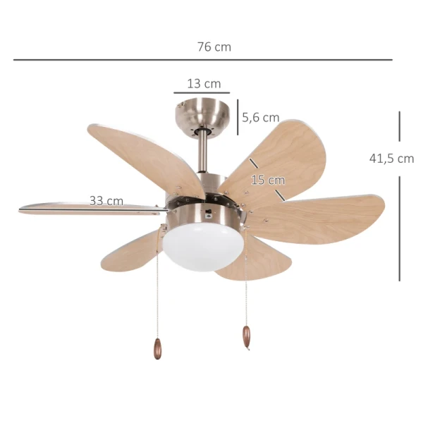 Plafondventilator Plafondventilator Met Licht, Kettingtrekschakelaar, 3 Snelheden, 76 Cm X 76 Cm X 41,5 Cm, Wit 3