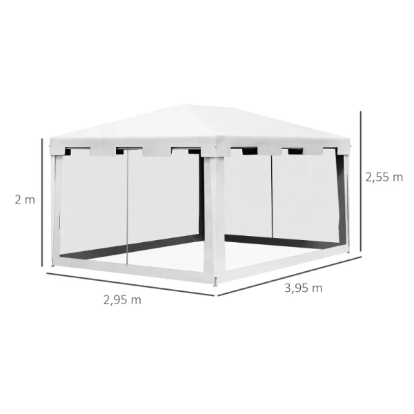 Prieel Tuintent 3 X 3 M Paviljoen, Weerbestendig, Opvouwbaar, 395cm X 295cm X 255 Cm, Wit 3