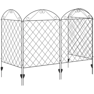 Privacyscherm Tuinhek Stevig Stalen Frame Modulair Ontwerp Metaal 348cm L X 110cm H Zwart 1