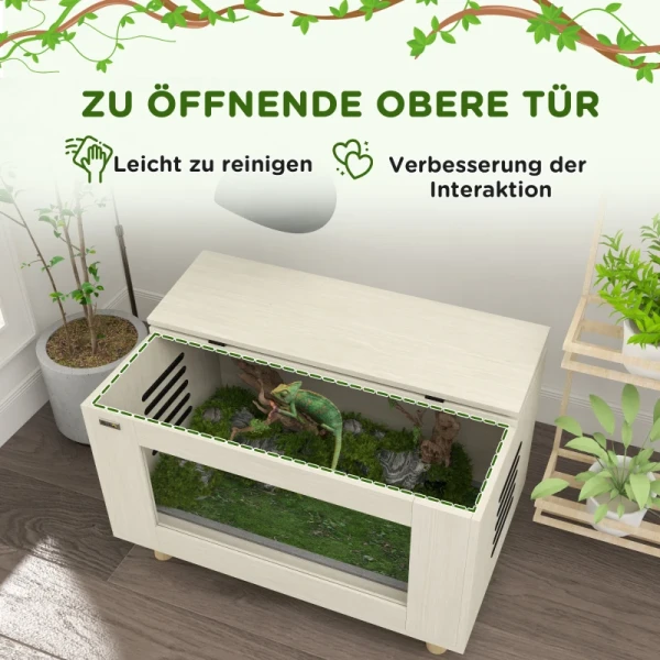 Reptielenbox, Terrarium, Vivarium, Venster Van Gehard Glas, 80 X 50 X 50 Cm, Wit 5