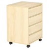 Rolcontainer Archiefkast, 4 Laden, 4 Wielen, MDF Hout, 46 Cm X 40 Cm X 65 Cm, Naturel 1