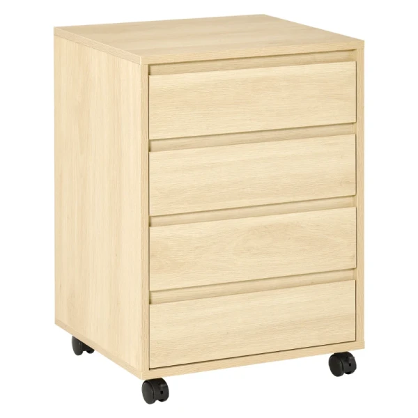 Rolcontainer Archiefkast, 4 Laden, 4 Wielen, MDF Hout, 46 Cm X 40 Cm X 65 Cm, Naturel 9