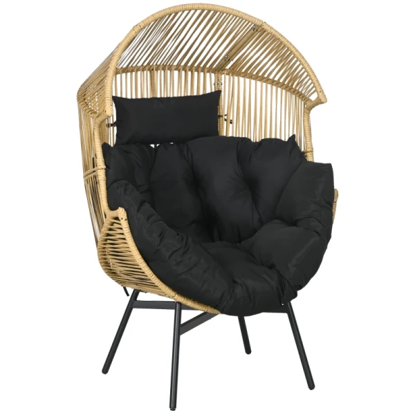 Rotan Fauteuil, Buitenfauteuil, Tuinfauteuil, PE Rotan, 89 Cm X 75 Cm X 143 Cm, Naturel + Zwart 10