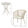 Rotan Tuinmeubelset, 2 Stoelen En Tafel, Tafelblad Van Gehard Glas, PE Rotan, Zitkussens, Metalen Frame, Kaki 3