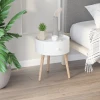 Salontafel Met Lade, Rond, Scandi Design, Beschermrand, Hout, 38 X H45 Cm, Wit 2