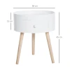 Salontafel Met Lade, Rond, Scandi Design, Beschermrand, Hout, 38 X H45 Cm, Wit 3