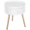 Salontafel Met Lade, Rond, Scandi Design, Beschermrand, Hout, 38 X H45 Cm, Wit 10