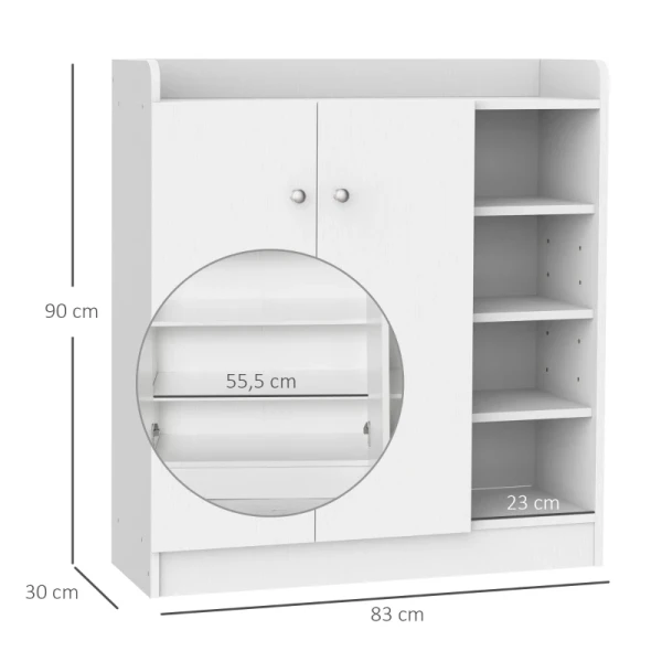 Schoenenkast Schoenenkast Schoenenrek, 4 Planken. 1 Kast, 83 Cm X 30 Cm X 90 Cm, Wit 3