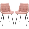 Set Van 2 Eetkamerstoelen, Accentstoelen, Keukenstoelen, Retro Design, Fluwelen Look, 50 Cm X 61 Cm X 79 Cm, Roze 1