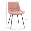 Set Van 2 Eetkamerstoelen, Accentstoelen, Keukenstoelen, Retro Design, Fluwelen Look, 50 Cm X 61 Cm X 79 Cm, Roze 3