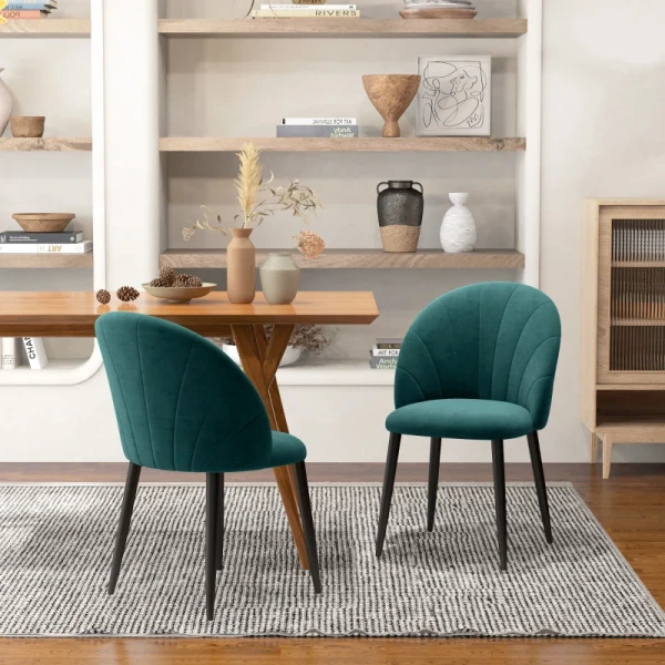 Set Van 2 Eetkamerstoelen, Keukenstoelen, Accentstoelen, 52 Cm X 54 Cm X 79 Cm, Groen 2