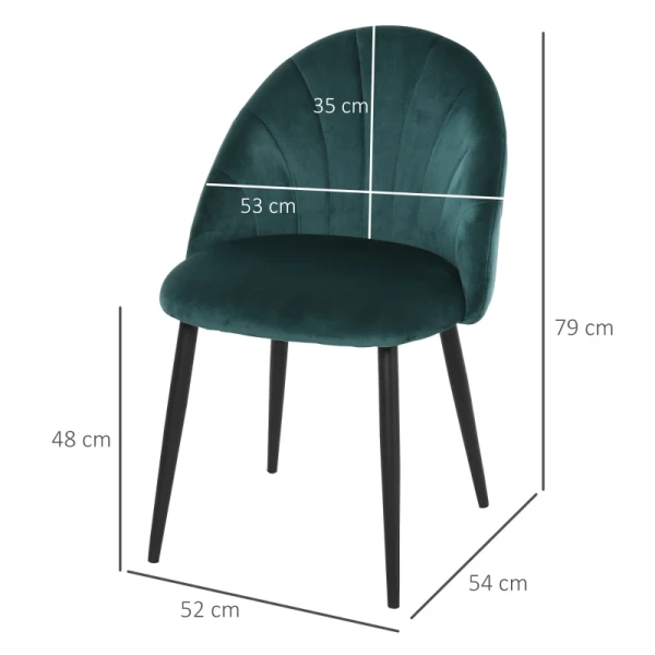 Set Van 2 Eetkamerstoelen, Keukenstoelen, Accentstoelen, 52 Cm X 54 Cm X 79 Cm, Groen 3