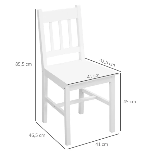 Set Van 4 Eetkamerstoelen, Keukenstoelen, Massief Hout, 41 Cm X 46,5 Cm X 85,5 Cm, Wit 3