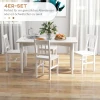 Set Van 4 Eetkamerstoelen, Keukenstoelen, Massief Hout, 41 Cm X 46,5 Cm X 85,5 Cm, Wit 4