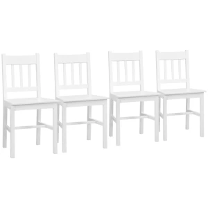 Set Van 4 Eetkamerstoelen, Keukenstoelen, Massief Hout, 41 Cm X 46,5 Cm X 85,5 Cm, Wit 1